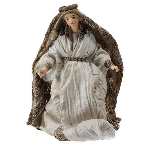 Nativity measuring 19cm, 3 figurines in resin with Cream Gold finish 4