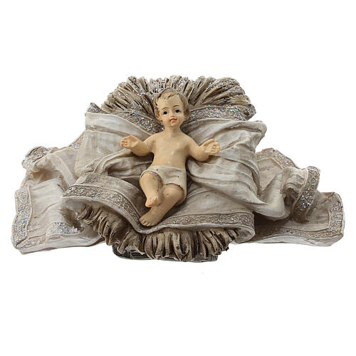 Natività 19 cm 3 pz resina fin. Cream Gold 2