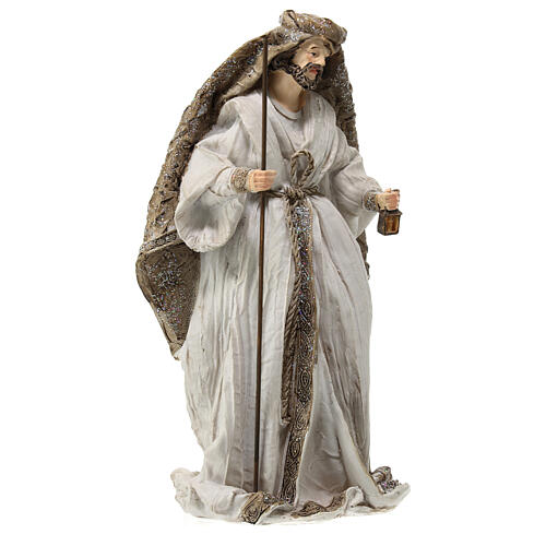 Natividade 19 cm 3 figuras resina acabado Cream Gold 5