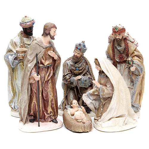 Nativity measuring 31cm, in resin with multi Gold finish 1