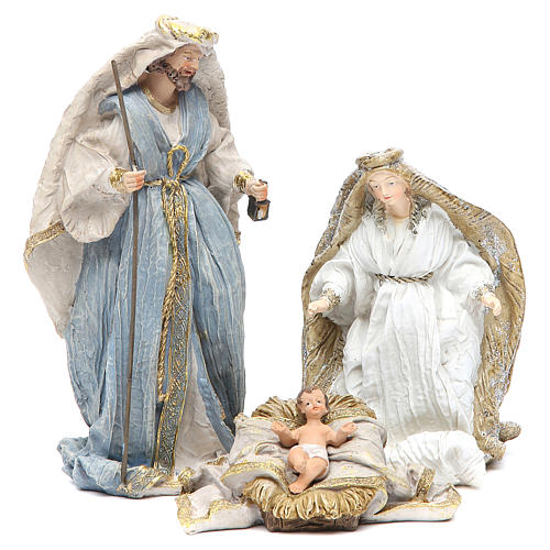 Nativity with 3 characters measuring 19cm, multicoloured resin 1