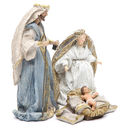 Nativity with 3 characters measuring 19cm, multicoloured resin 2