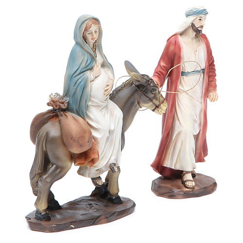 Josef und Schwangere Maria auf Esel 13,5cm aus Harz 2