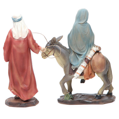 St Joseph et Ste Vierge enceinte sur âne 13,5 cm en résine 3