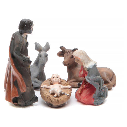 Mini Nativity scene in coloured resin 5 pcs, 3.3cm 1