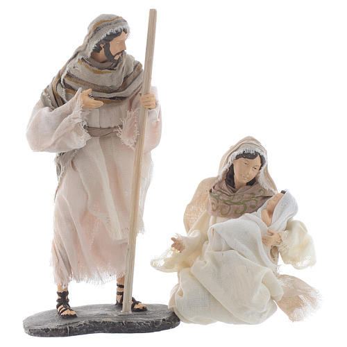 Nativity 25cm in resin and fabric, beige 1