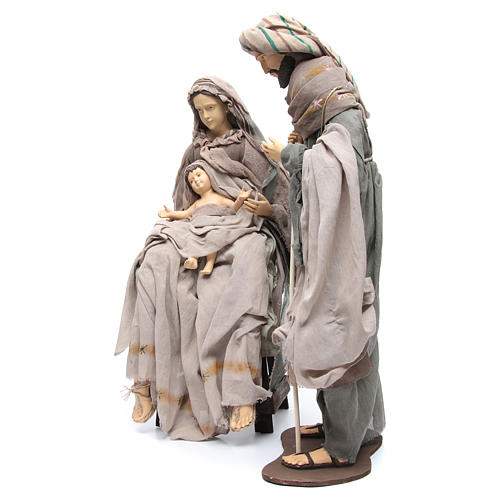 Holy Family 75cm in resin and brown fabric with chair 2