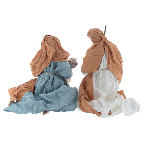 Kneeling nativity in Light blue and brown finish 23cm 2
