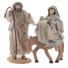 Nativity with donkey in resin and fabric, lilac 22cm