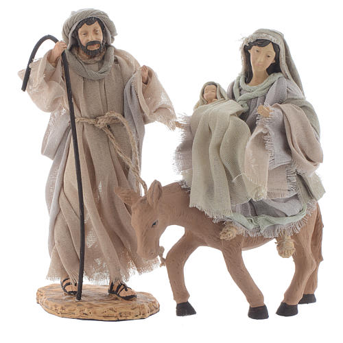 Nativity with donkey in resin and fabric, lilac 22cm 1