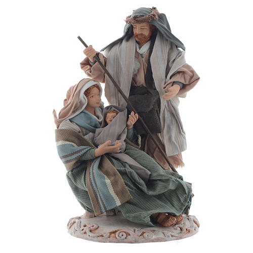 Nativity, green finish with base and box 20cm 1