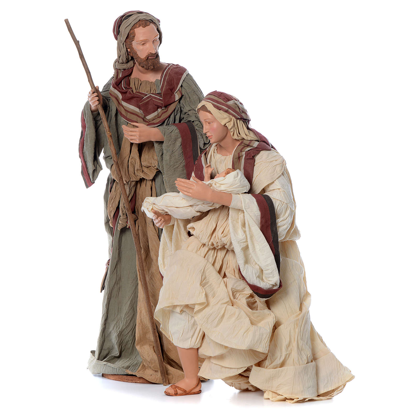 Nativity in fabric and resin, white and green 110cm online sales on