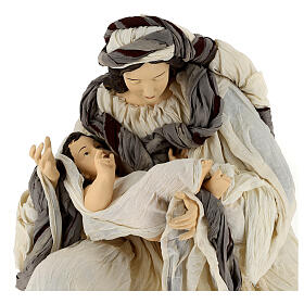 Nativity in fabric and resin, white and green 110cm