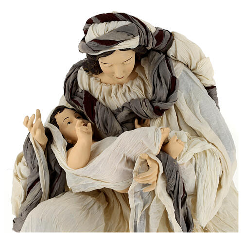 Nativity in fabric and resin, white and green 110cm 2