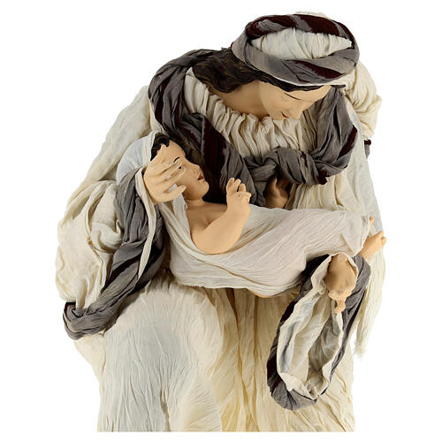 Nativity in fabric and resin, white and green 110cm 8