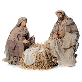 Kneeling nativity in fabric and resin, 120cm