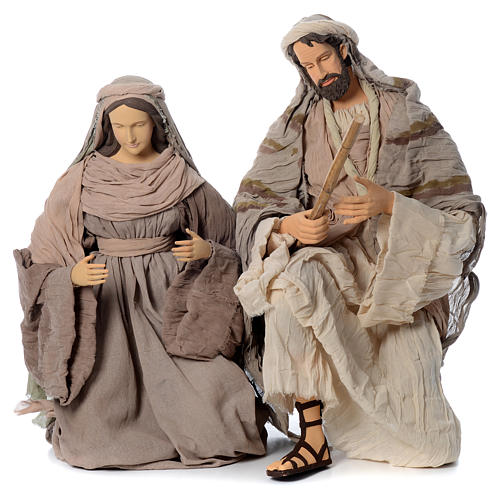 Kneeling nativity in fabric and resin, 120cm 2