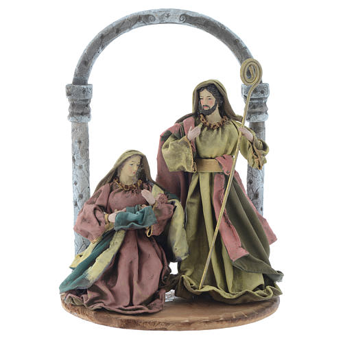 Nativity scene with arch in multicoloured resin measuring 40cm 1