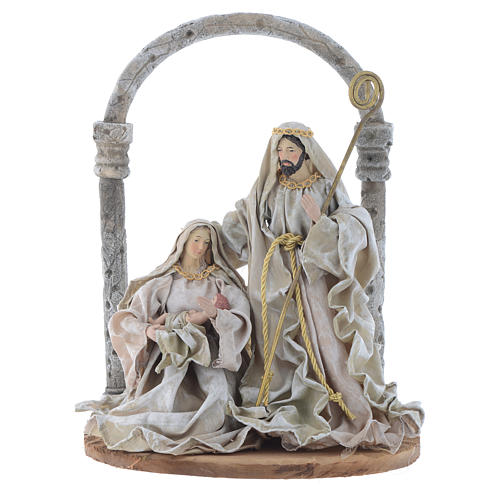 Nativity scene with arch in Green Beige resin measuring 40cm 1