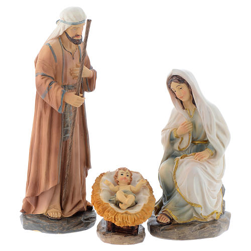 Nativity scene with 3 characters in multicoloured resin measuring 20cm 1