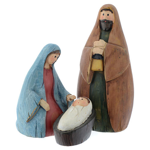 Nativity scene with 3 characters in multicoloured resin measuring 9cm 1