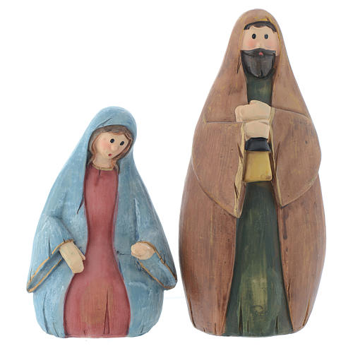 Nativity scene with 3 characters in multicoloured resin measuring 9cm 2