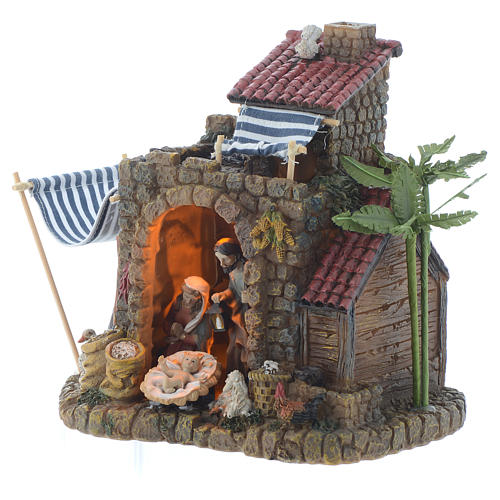 Nativity scene with grotto, lights and music in resin measuring 19.5cm 2