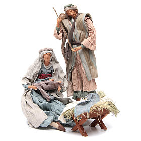 Light blue Nativity with fabric, 45cm figurines