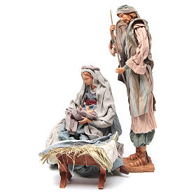Light blue Nativity with fabric, 45cm figurines