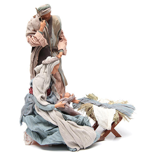 Light blue Nativity with fabric, 45cm figurines 3