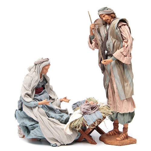 Light blue Nativity with fabric, 45cm figurines 4