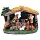 Resin nativity scene with hut and 8 cm characters s1