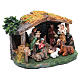 Resin nativity scene with hut and 8 cm characters s3