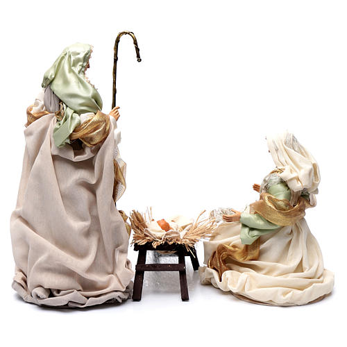 Nativity in resin and taffeta green 48 cm 4