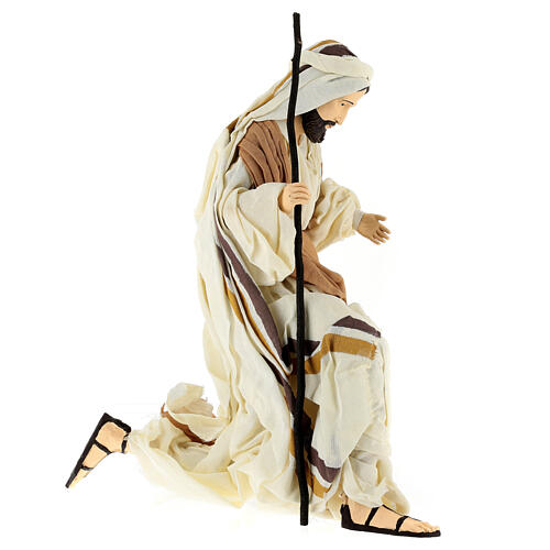 Holy family kneeling in resin 60 cm country style 4