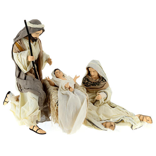 Scena narodzin Jezusa postacie klęczące 60 cm, żywica i tkanina róż antyczny 1