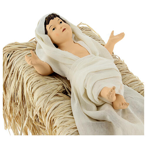 Scena narodzin Jezusa postacie klęczące 60 cm, żywica i tkanina róż antyczny 2
