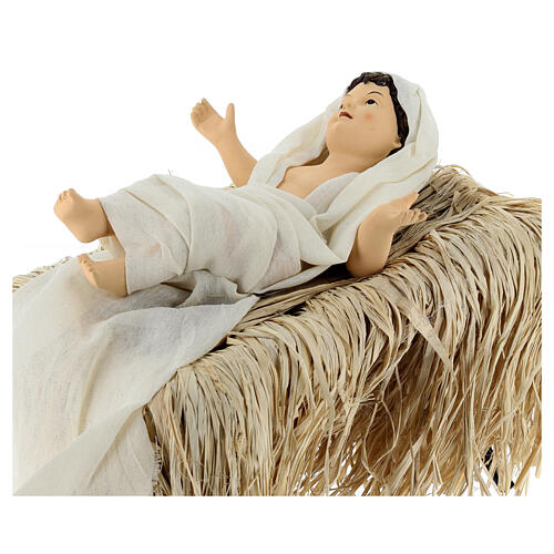 Scena narodzin Jezusa postacie klęczące 60 cm, żywica i tkanina róż antyczny 5