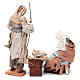 Holy family in resin and fabric 30 cm  with stool s4