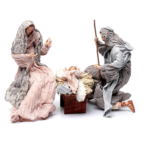 Holy family in resin with stool and cradle country style 45 cm 2