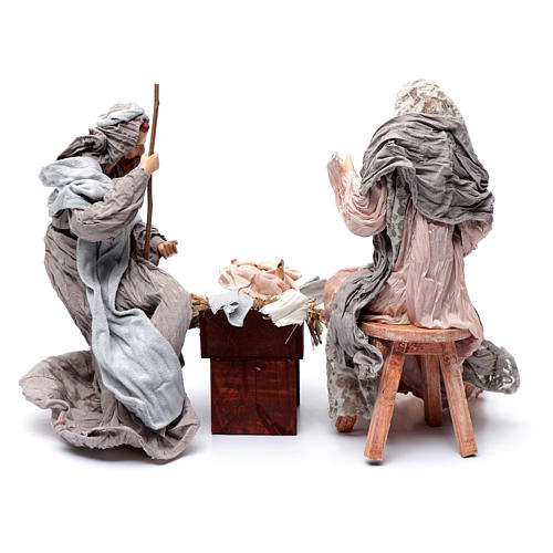 Holy family in resin with stool and cradle country style 45 cm 5