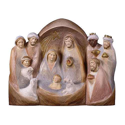 Western Nativity Scene in painted wood from Valgardena 1