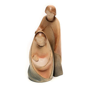 Natividade "A alegria" duas figuras madeira de bordo aguarela Val Gardena