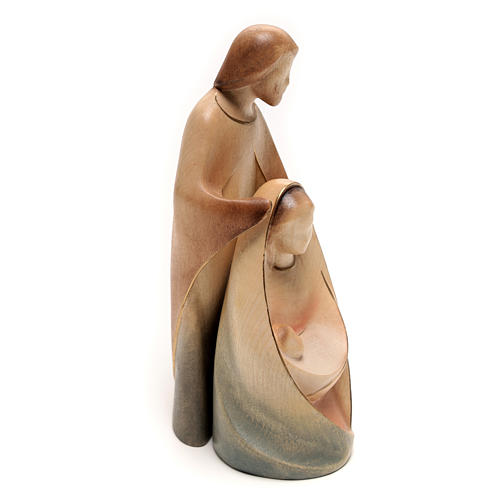 Natividade "A alegria" duas figuras madeira de bordo aguarela Val Gardena 5