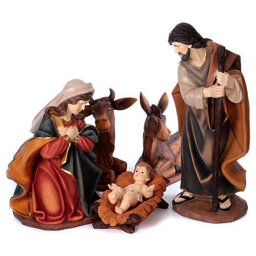 Painted resin Nativity Scene 100 cm 5 pieces 1