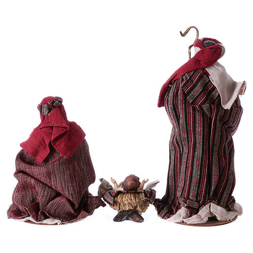 Nativity in 3 pieces 25 cm, burgundy and grey details 5