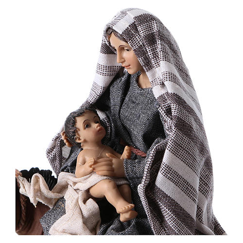 Flight into Egypt in 2 pieces, resin and fabric, grey mantles 24 cm 2