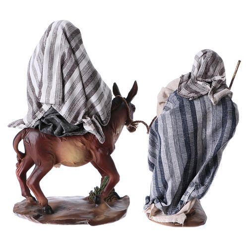 Flight into Egypt in 2 pieces, resin and fabric, grey mantles 24 cm 5