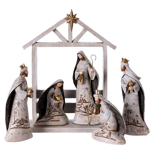 White Nativity Scene in 6 pieces 30 cm 1