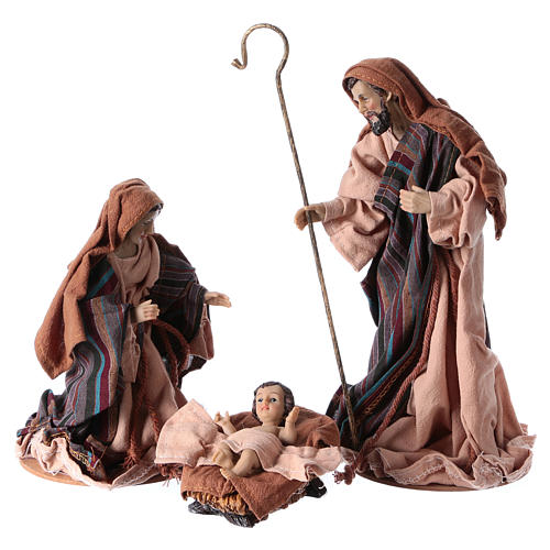 Nativity in 3 pieces, resin and fabric 26 cm 1